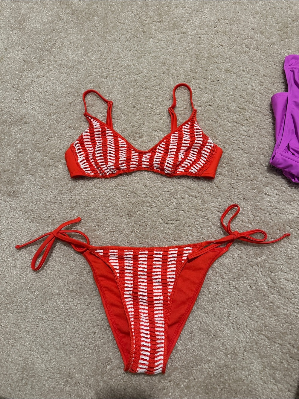 wild fable Red and White Striped Tie-Side Bikini